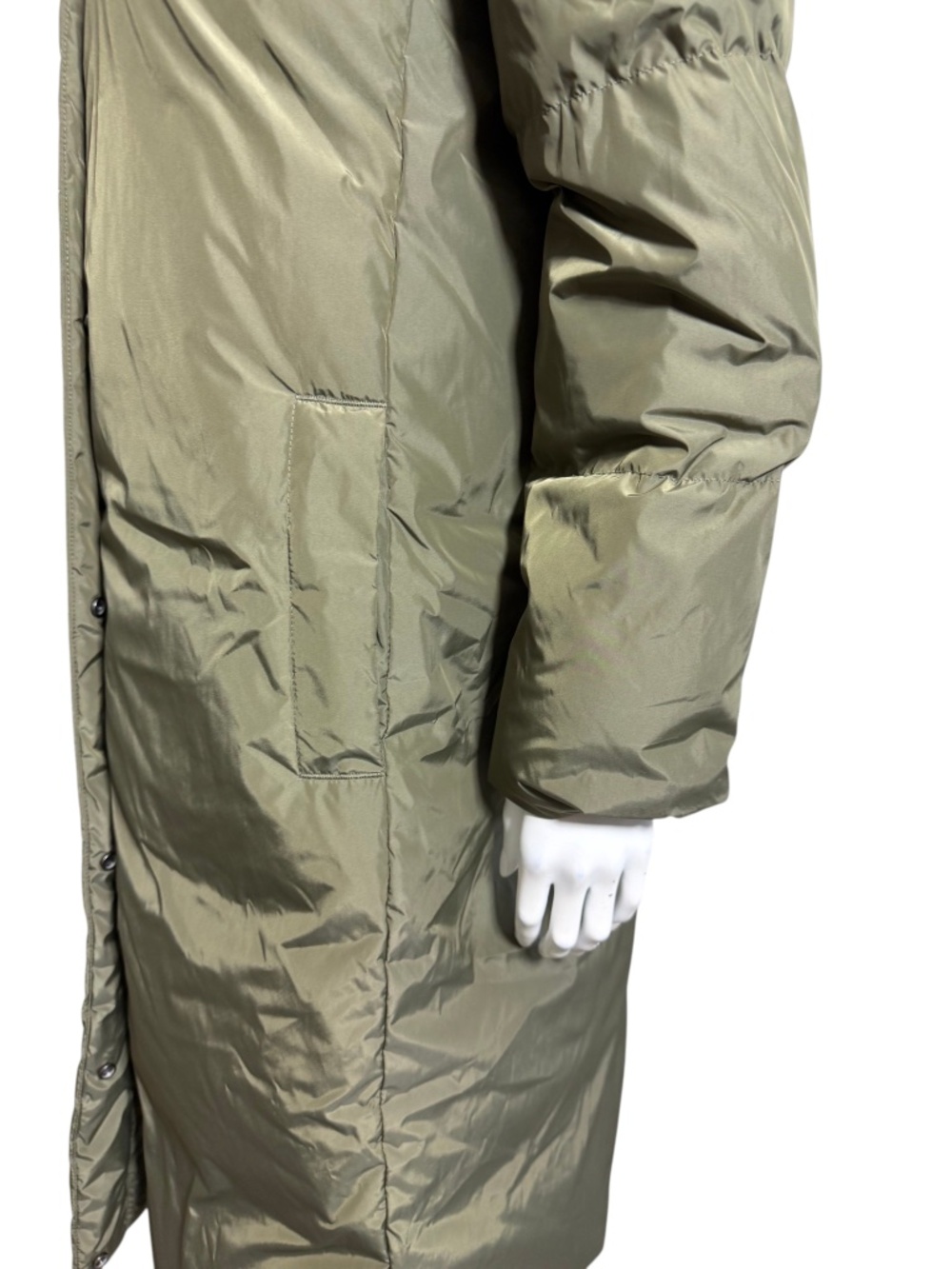 Jenni Kayne Long Puffer Coat Olive Green Hooded Down Parka Size XS - Picture 6 of 10